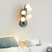 preiswerte Wandleuchten-5-flammige Maiglöckchen-Wandleuchte, grüne Glockenblumen-Wandleuchte mit Milchglasschirmen, Bauernhaus-Wandlampe für Schlafzimmer, Wohnzimmer, Flur