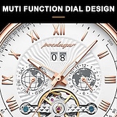 abordables Relojes mecánicos-Reloj mecánico automático hueco de lujo resistente al agua con fecha. &amp;Reloj de cuero de moda para hombre, reloj de negocios para hombre, reloj de ocio.