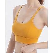 abordables Soutiens-gorge de sport &amp; gilets-Femmes Couleur Unie Soutien-gorge de tennis Sans manches Dos nu Résistant aux Chocs Évacuation de l&#039;Humidité Respirant Tennis Le golf Jogging Col en U Dos à Lanières Noir Blanche Jaune Vêtements de
