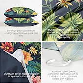 baratos 100% algodão-Cobertor de Edredom de Plantas Tropicais 100% Algodão Conjunto de Cama Tamanho Casal Cobertura de Colchão Macia Confortável e Leve com 2 Fronhas para Todas as Estações