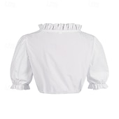 abordables Conjunto de Dirndl-Women's Bavarian Dirndl Dress Costume with Lace Apron and Blouse Pink Satin Embroidery Outfit for Oktoberfest Festival