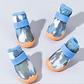 tanie Buty i ochraniacze na łapy-buty dla psów dużych małych średnich psów - oddychające buty dla psów na lato, gorący chodnik, ochraniacze na łapy do spacerów na świeżym powietrzu, zimowy śnieg, antypoślizgowe gumowe buty dla psów