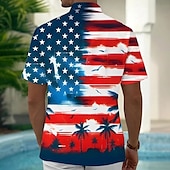 voordelige Vlag patroon-Independence Day Voor heren Amerikaanse Amerikaanse vlag Vaderlandslievend Vierde juli Overhemd Zomer overhemd Overhemd met knopen Korte mouw Mode-casual Feestdagen Zomer Lente Strijkijzer