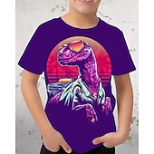 halpa Poikien 3D Eläimet-Poikien 3D Dinosaurus T-paita Lyhythihainen Kesä Kevät Muoti Perus Lapset 4-12 vuotta Tiukka pyöreä kaula-aukko ulko- Kausaliteetti Päivittäin Normaali