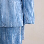 cheap Mom&#039;s Pant Suits-Blue Velvet Pantsuit Mother of the Bride Suit Elegant Minimalist Notched Lapel Floor Length Long Sleeve with Pearls
