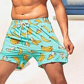お買い得  男性用水泳パンツ-男性用 スイムショーツ ボードショーツ スイムトランク プリント 速乾性 高通気性 ドローストリング 弾性ウエスト コンプレッションライナー付き バケーション ビーチ ハワイアン カジュアル ライトグリーン ネイビーブルー