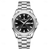economico Orologi al quarzo-Orologio da polso di lusso da uomo, impermeabile, luminoso, con settimana e data, originale, in acciaio inossidabile, sportivo, al quarzo, da uomo.