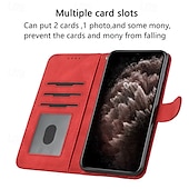 economico Cover per iPhone-Custodia a portafoglio per iPhone 16, 15, 14, 13, 12, 11 Pro Max con chiusura magnetica, cordino, cinturino da polso, scomparti per carte, cover antiurto in pelle PU e TPU.