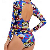 abordables Maillots une pièce et tankinis-Femmes Maillot de bain 1 pièce Dos Nu Maillot de Bain Maillots de Bain Rose Claire Respirant Séchage Rapide manche longue - Natation Surf Plongée en apnée Été