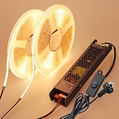 cheap COB Strip Lights-24V COB LED Strip Light 65.6ft (2 Rolls of 32.8ft) Kit Cuttable 11W/M 320LEDs/M CRI 93 LED Tape Lights with Power Supply for Bedroom Kitchen Living Room Ceiling