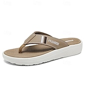 cheap Vacation Sandals-Men&#039;s Black Thick Sole Flip Flops with Soft Footbed and Fashion Strap Design for Adults Comfortable Summer Slippers for Beach Vacation Poolside Lounge Daily Shower Use