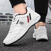 preiswerte Sneaker für Herren-weiße Sport-Sneaker für Herren mit rotem Akzent und leichtem Design – sportlich, stylisch, ideal für Freizeit und Sport