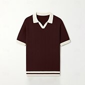 preiswerte Herren Elite Polo-Herren Polo Geschäft Lässig Umlegekragen Kurzarm Farbblock Jacquard V-Ausschnitt Weich Sommer Frühling Herbst Normale Passform Weinrot Schwarz Khaki Polo