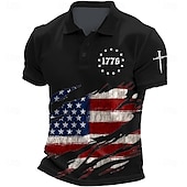 cheap Independence Day Polos-American Independence Day Men&#039;s American US Flag Polo Short Sleeve Polo Shirts Collared Shirts Casual Outdoor Daily Wear 3D Print Summer Black White Blue