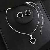 cheap Jewelry Sets-Bridal Jewelry Sets Two-piece Suit Imitation Diamond 1 Necklace Earrings Women&#039;s Elegant Sweet Lovely Retro Love Precious Jewelry Set For Wedding Gift Daily