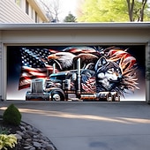 abordables Bannières de Garage et de Porte-Décorations de porte du 4 juillet Couvre-porte de garage Américain Patriote Aigle Bannière extérieure Grand fond pour décorations de garage extérieur à la maison