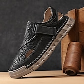 billiga Avslappnade sandaler-herrsandaler bruna friluftssandaler med kardborreband och bekväm design för vandringsresor och vardagsbruk