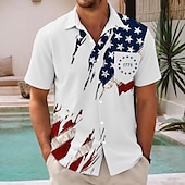 voordelige Onafhankelijkheidsdag T-shirts-Independence Day Voor heren Amerikaanse Amerikaanse vlag Vaderlandslievend Vierde juli Overhemd Zomer overhemd Overhemd met knopen Korte mouw Mode-casual Feestdagen Zomer Lente Strijkijzer