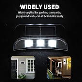 baratos Candeeiros Luzes de Exterior-Luminária de parede solar externa de aço inoxidável 6led, à prova d&#039;água, para varanda, pátio, pátio, cerca, decoração noturna, fácil instalação, decoração de jardim, luminária de parede solar externa