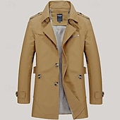 abordables Gabardina para hombre-Hombre Chaqueta de transición Gabardina Gabardina Diario Primavera &amp; Otoño Poliéster Cortavientos Ropa de calle Ropa Vintage Color sólido Solapa de Pico