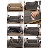 cheap Sofa Cover-Stretch Sofa Cover Slipcover Elastic Sectional Couch Armchair Loveseat 4 or 3 seater L shape Jacquard Grey Water Repellent Plain Solid Soft Durable Washable