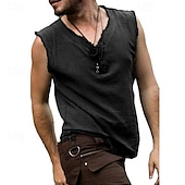 cheap Tank Tops-Men&#039;s Tank Top Vest Top Undershirt Sleeveless Shirt Sleeveless V Neck Summer Plain Fashion Designer Basic Classic Vacation Street Going out Black Wine Blue Top Tee for Men