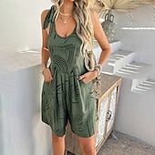 abordables Mono-Mujer Normal Mono Casual Floral Sin Mangas Escote en U Estampado Calle Noche Ajuste regular Rosa Verde Ejército Rojo Verano