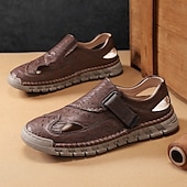 billiga Avslappnade sandaler-herrsandaler bruna friluftssandaler med kardborreband och bekväm design för vandringsresor och vardagsbruk