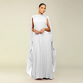 economico Matrimonio Informale / Di Giorno-Abiti A-Line Quinceanera elegante abito formale matrimonio lunghezza al pavimento maniche lunghe scollo alto chiffon con pieghe
