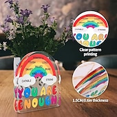 halpa Pride-koristeet-ylpeyspöytäkoristekyltti akryylikyltti rakkaus on rakkautta sateenkaari lgbtq ylpeyskuukausi toimistopöytähyllyn sisustus, juhlatarvikkeiden teema koristeellinen työpöytäkyltti