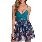abordables Maillots une pièce et tankinis-Femmes Maillot de bain 1 pièce Dos Nu Maillot de Bain Floral Maillots de Bain Noir Jaune Respirant Séchage Rapide Sans manches - Natation Surf Plongée en apnée Été