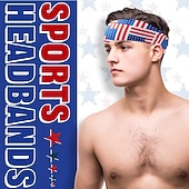 preiswerte Haarstyling-Zubehör-Stirnbänder mit amerikanischer Flagge für Männer, patriotisches gedrehtes Haarband in Rot, Weiß und Blau, dehnbares, sportliches Haar-Accessoire für den Unabhängigkeitstag der USA, den Gedenktag