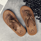 billiga Semester Sandaler-Herrbruna flip-flops i repstil med vadderad sula – bohemiskt inspirerade sommarsandaler för kustpromenader, stränder och vardagsbruk