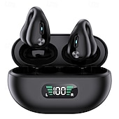 お買い得  ワイヤレスヘッドホン-骨伝導ワイヤレスイヤフォン Bluetooth 5.3 – HD音声、ノイズリダクション、LEDディスプレイ、デュアル接続、タッチコントロール、ランニング＆スポーツに最適