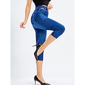 cheap Blue 3D Print-Women&#039;s Leggings Capri Pants 3D Print Chinos Vintage Streetwear Casual Calf-Length High Waist Plain Printing Comfy Soft Comfortable Stretchy Outdoor Street Black Red Blue Gray Summer Slim Fit
