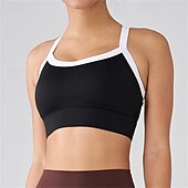 abordables Camisa de Mujer-Mujer sujetador de tenis Sujetadores de Deporte A Prueba de Golpes Dispersor de humedad Transpirable Tenis Golf pepinillo Cuello halter Negro Blanco Azul Ropa de tenis
