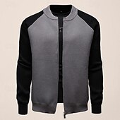 preiswerte Lässige Jacken-Herren übergangsjacke Collegejacke Täglich Tasche Ganzjahres Farbblock Mode Stehkragen Regulär Schwarz Weiß Grau Jacken