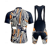 baratos Conjuntos de Roupa de Homem-Homens Camisa com Bermuda Bretelle Manga Curta Laranja Moto Esportes Gráfico Geométrica Riscas Roupa