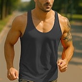 preiswerte Fitness Tank-Tops-Herren Tank Top Weste Unterhemd Ärmelloses Shirt Ärmellos Rundhalsausschnitt Sommer Einfach Mode Designer Basic Klassisch Urlaub Straße Ausgehen Schwarz Weiß Königliches Blau Top T-Shirt für Herren