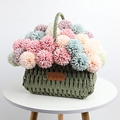 voordelige Kunstbloemen-Artificial Chrysanthemum Ball Flowers, Macaron Color Fake Table Tennis Flowers for Wedding Decor, Home Decoration, Desktop Arrangement, Photography Props, Faux Floral Bouquet