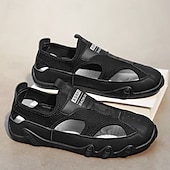 billiga Avslappnade sandaler-Herrsandaler Bruna Mesh-utomhussandaler med justerbara remmar och vadderad sula för vandring, strand och sommaräventyr