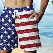  Dia da Independência Homens 4 de julho - 250º aniversário dos EUA Bandeira dos EUA Patriótico Calção Justo de Natação Shorts de Natação Bermuda de Surf Cintura Média Havaiana Feriado Bolsos laterais