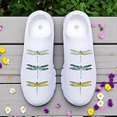 economico Sneakers da donna-Scarpe da passeggio da donna in maglia bianca con stampa di libellule colorate – slip-on casual leggere e traspiranti per passeggiate all&#039;aperto, viaggi estivi e uso quotidiano