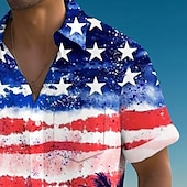 voordelige Onafhankelijkheidsdag T-shirts-Independence Day Voor heren Amerikaanse Amerikaanse vlag Vaderlandslievend Vierde juli Overhemd Zomer overhemd Overhemd met knopen Korte mouw Mode-casual Feestdagen Zomer Lente Strijkijzer