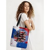 olcso Kézitáskák és bevásárlótáskák-Amerikai zászlós, napraforgómintás, csillagos háttérrel ellátott táska, bohém stílus, tökéletes nőknek - ideális függetlenség napjára, fesztiválokra és strandolásra