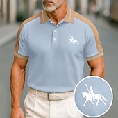 cheap Men&#039;s Classic Polo-Men&#039;s Cotton Polo Shirt Golf Shirt Casual Holiday Lapel Short Sleeve Fashion Basic Color Block Patchwork Summer Regular Fit Black Wine Navy Blue Green Gray Light Blue Cotton Polo Shirt