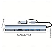 abordables Concentradores USB-Adaptador multipuerto USB C 8 en 1 con USB 3.0, USB 2.0, Tipo C, lector de tarjetas SD/TF y conector de audio de 3,5 mm. Compatible con MacBook, Windows, Android, iPad y dispositivos OTG. Plug and Play.