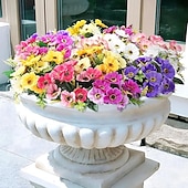 זול פרח מלאכותי-12 חבילות פרחים מלאכותיים לקישוט חוץ פרחי משי חינניים מזויפים צמחים מלאכותיים עמידים בפני UV לקיץ גינה מרפסת חלון חדר עיצוב הבית צהוב