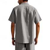 economico Camicie di lino-Per uomo Camicia Camicia di lino Camicia casual Camicia con Bottoni Camicia di cotone Semplice Vacanza Streetwear Giallo scuro Nero Bianco Blu marino Manica Corta Collo ripiegato Estate Abbigliamento
