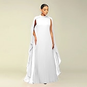 economico Matrimonio Informale / Di Giorno-Abiti A-Line Quinceanera elegante abito formale matrimonio lunghezza al pavimento maniche lunghe scollo alto chiffon con pieghe